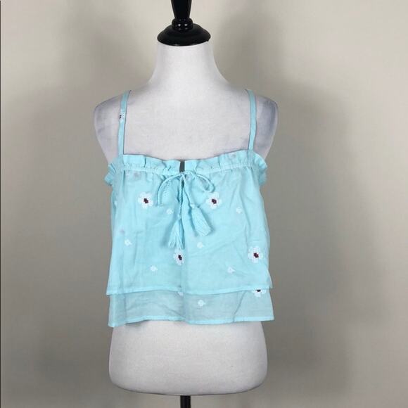 Love Fire Top Tiered Blue Crop Top Ruffle Tassel - Picture 3 of 7